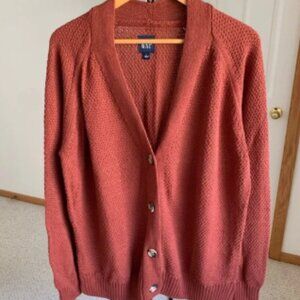 Gap Knit V-Neck Cardigan Sweater Brick Red Women’s Size Large NWT
